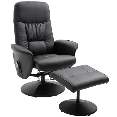Massagesessel mit Fusshocker Relaxsessel 145°-Neigung Schwarz