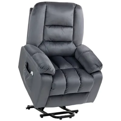Massagesessel Aufstehsessel Seniorensessel Relaxsessel, 8 Massagepunkte, 2 Seitentaschen, Grau