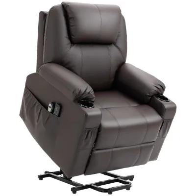 Massagesessel mit Aufstehhilfe, Liegefunktion, Aufstehsessel, bis 180 kg, 88 x 99 x 106 cm, Braun