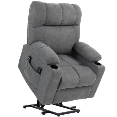Aufstehsessel Seniorensessel Grau | Massage, Wärme, Liegefunktion, optional Montageservice