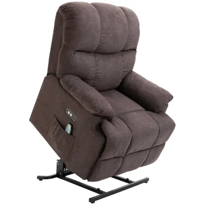 Massagesessel Relaxsessel mit Aufstehhilfe inkl. Fernbedienung, Aufstehsessel, braun