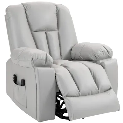 Massagesessel, Aufstehsessel, Seniorensessel, Fernbedienung, Seitentaschen, 94 cm x 96 cm x 106 cm, Grau