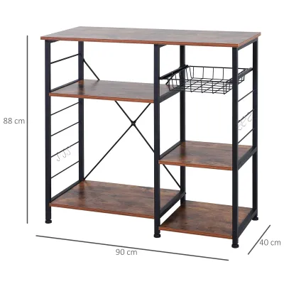 Küchenregal Standregal Metallregal Multifunktion Drahtkorb Metall MDF Natur 90 x 38 x 87,5 cm