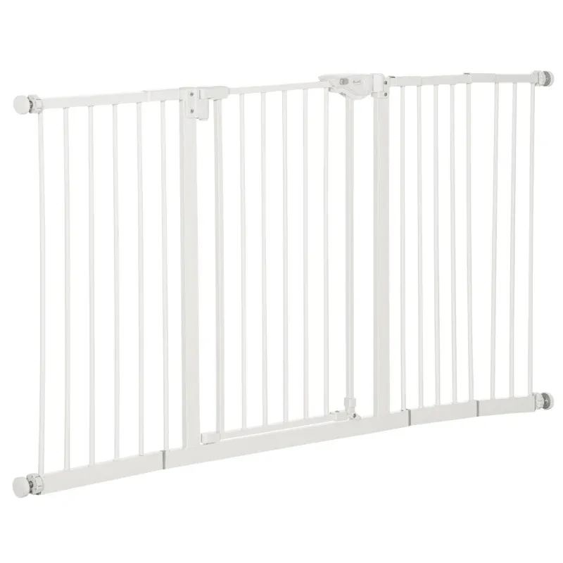 Hunde-Absperrgitter erweiterbar 136x76 cm, weiss, Klemmmontage, Metall, mit Verlängerungen
