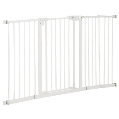 Hunde-Absperrgitter erweiterbar 136x76 cm, weiss, Klemmmontage, Metall, mit Verlängerungen