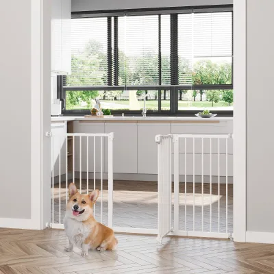 Hunde-Absperrgitter, erweiterbar, Klemmmontage, Metall, 136x76cm, Weiss