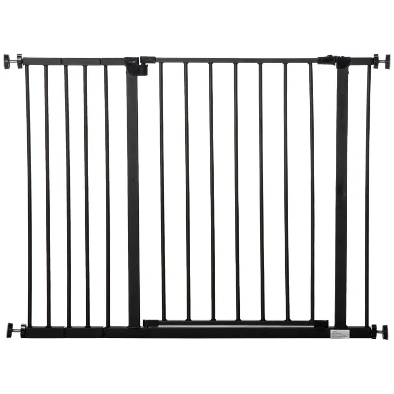 Hunde-Absperrgitter, Hundegitter, erweiterbar, Klemmmontage, Stahl, 76-107 x 76 cm, Schwarz