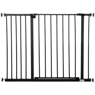 Hunde-Absperrgitter, Hundegitter, erweiterbar, Klemmmontage, Stahl, 76-107 x 76 cm, Schwarz