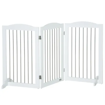 Hunde-Absperrgitter, Hundegitter, klappbar, anpassbare Form, für Hunde bis 20 kg, 154 x 80 x 30 cm, Weiss