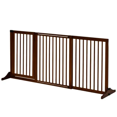 Türschutzgitter Hunde Absperrgitter Schutzgitter Hundegitter braun 113-166 x 36 x 71 cm