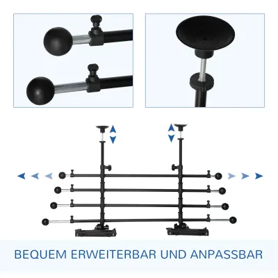 Hunde-Autotrennwand Höhen- und Breitenverstellbar Stahl + ABS Schwarz