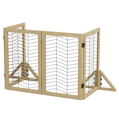 Hundegitter Treppengitter Absperrgitter, faltbar, Kiefernholz, 187 cm x 44 cm x 70 cm, Natur