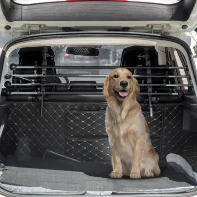 Hunde-Autotrennwand Höhen- und Breitenverstellbar Stahl + ABS Schwarz