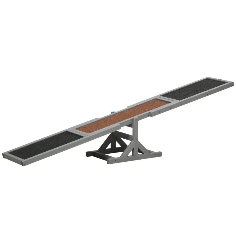 Hundewippe Agility-Wippe Hundesportwippe, 180 x 30 x 30 cm, Grau + Braun