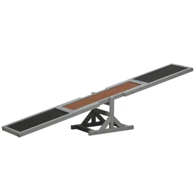 Hundewippe Agility-Wippe Hundesportwippe, 180 x 30 x 30 cm, Grau + Braun