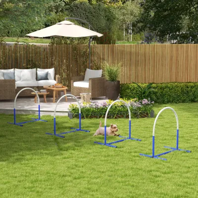Agility-Set Hunde 4 Bögen – Einsteiger, Tragetasche, Blau/Weiss