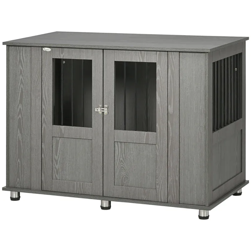 Grosse Hundebox Grau – 2 Türen &amp; Sicher (116x60x87 cm)