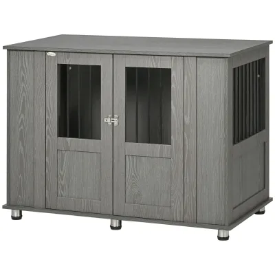 Grosse Hundebox Grau – 2 Türen &amp; Sicher (116x60x87 cm)