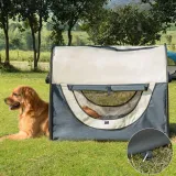 Hundebox XXL faltbare Hundetransportbox Autokorb dunkelgrau-creme (97x71x76 cm)