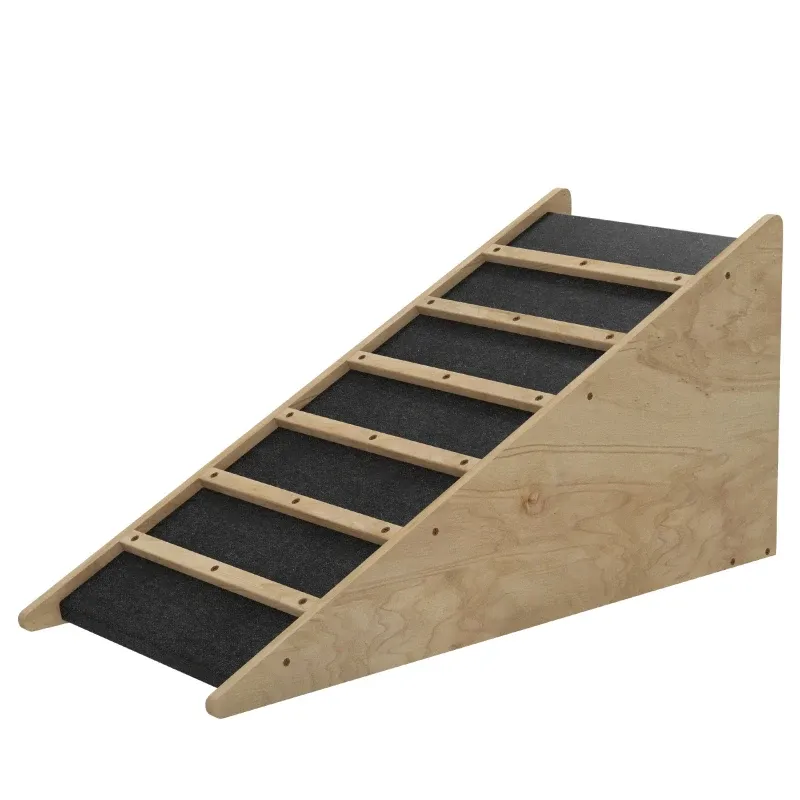Haustiertreppe, Hundetreppe, Kiefernholz, Anti-Rutsch-Beschichtung, Natur + Grau
