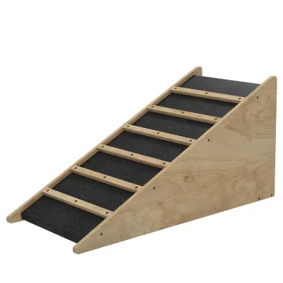 Haustiertreppe, Hundetreppe, Kiefernholz, Anti-Rutsch-Beschichtung, Natur + Grau