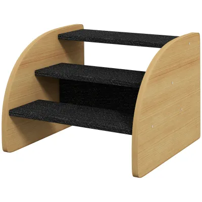 Katzentreppe, Hundetreppe, 3 Stufen, 38,5 cm x 38,5 cm x 30 cm, Eiche + Schwarz