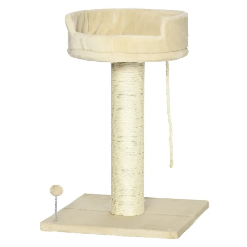Kratzbaum Beige – Katzenbett, Spielzeug &amp; Sisal