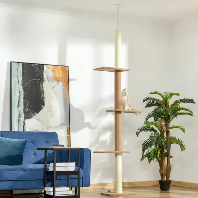 Kratzbaum Deckenhoch Khaki – Höhenverstellbar, Plattformen & Plüsch