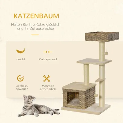 Rattan Katzenbaum Kratzbaum Kätzchen Möbel mit Katzenhöhle
