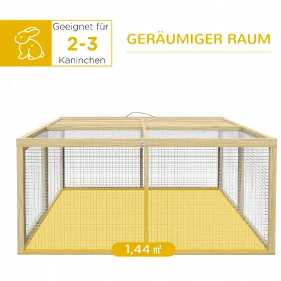 Kleintierkäfig, Kaninchenstall, Hühnerstall, Freilaufgehege120x120x57cm, Natur