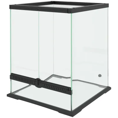 Glas-Terrarium 45x45x60 cm, 120 L mit verriegelbarem Maschendrahtdeckel &amp; Kabelmanagement