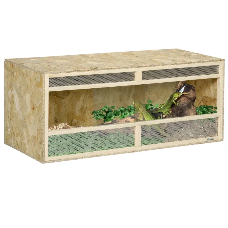 Terrarium für Reptilien/Amphibien, Glasschiebetüren, Lüftungsgitter, 120x50x50cm