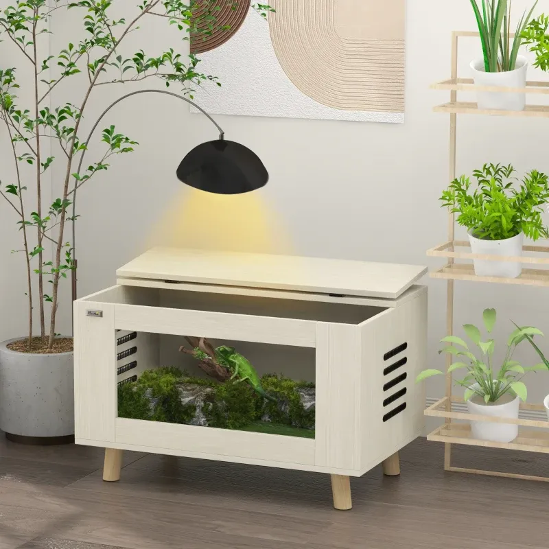 Reptilien-Box, Terrarium, Vivarium, Hartglasfenster, 80 x 50 x 50 cm, Weiss
