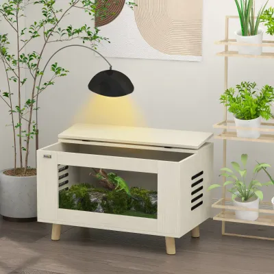 Reptilien-Box, Terrarium, Vivarium, Hartglasfenster, 80 x 50 x 50 cm, Weiss