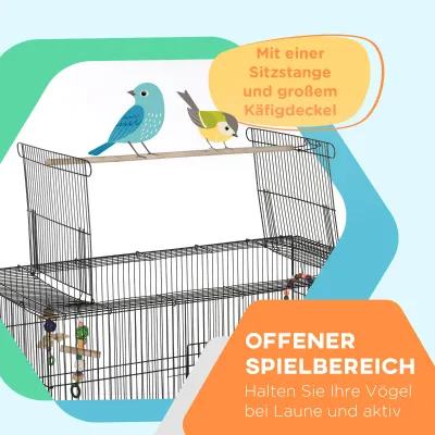 Vogelkäfig Vogelbauer Vogelvoliere Vogelkäfig inklusive Sitzstangen, Vogelspielzeug, herausnehmbare Bodenwanne, Schwarz