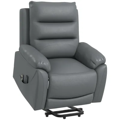 Seniorensessel mit Aufstehhilfe, Massagesessel, bis 180 kg, Kunstleder, Grau