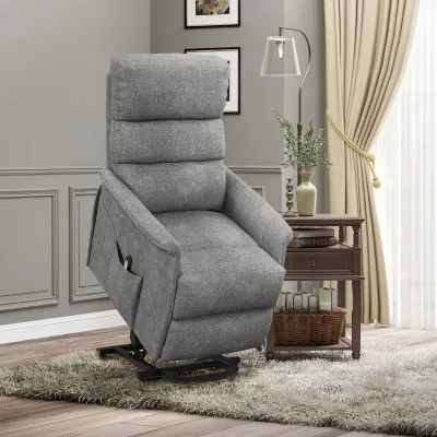 Aufstehsessel Relaxsessel, Aufstehhilfe, verstellbare Rückenlehne/Fussstütze, bis 120 kg, 66x90x96 cm, Grau