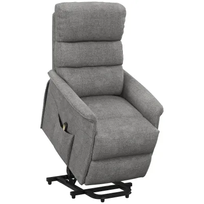 Aufstehsessel Relaxsessel, Aufstehhilfe, verstellbare Rückenlehne/Fussstütze, bis 120 kg, 66x90x96 cm, Grau