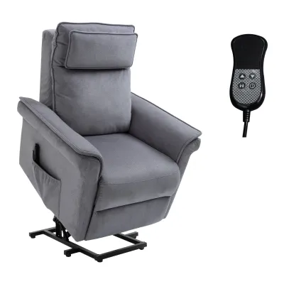 Sessel mit Aufstehhilfe Fernsehsessel Massagesessel Relaxsessel elektrisch Aufstehsessel mit Liegefunktion Leinen-Touch Stahl Grau 86 x 95 x 106 cm