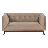 Sofa, Couch 156 x 81 x 72 cm Champagner Holz Samt