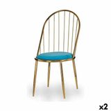 2er Set Esszimmerstuhl Blau Gold 48 x 95,5 x 48 cm