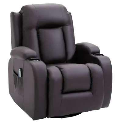 Massagesessel, Relaxsessel, Wippfunktion, 8 Vibrationspunkte, inkl. Fernbedienung, Kaffeebraun