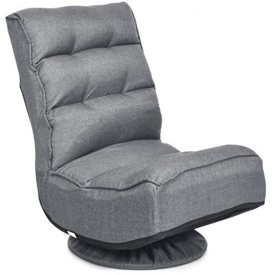 Relaxsessel verstellbar Klappsessel drehbar Bodenstuhl Sofastuhl Bodenkissen Grau