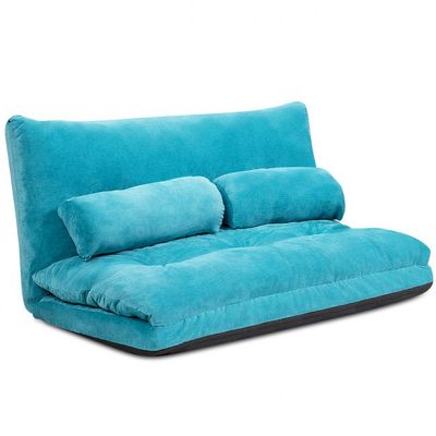 Verstellbares Bodensofa und Couch Bodensofa mit 2 Kissen 180 x 98 x 18 cm Blau