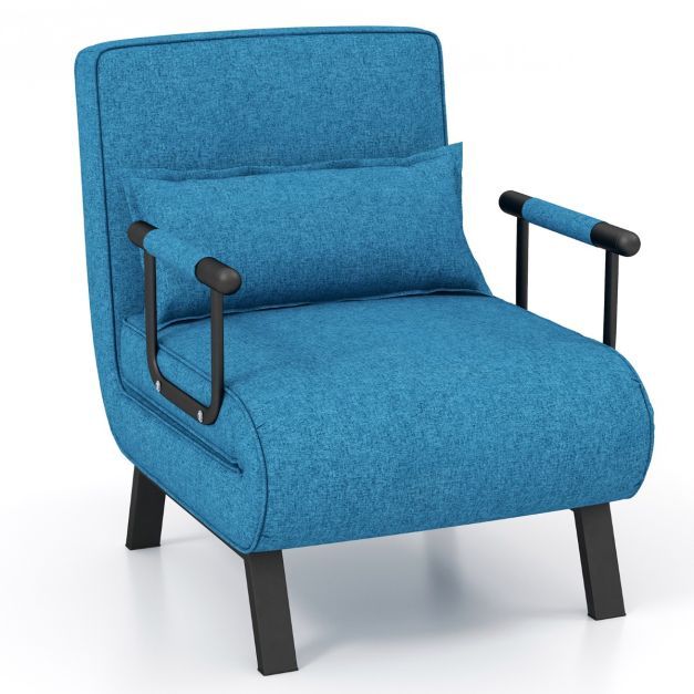 4 in 1 Schlafsessel Gästebett Schlafsofa mit 5 Stufig Verstellbarer Rückenlehne Blau