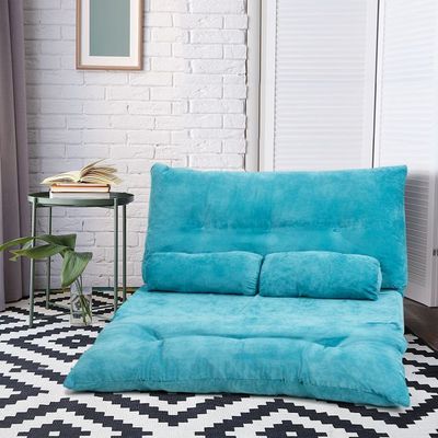 Verstellbares Bodensofa und Couch Bodensofa mit 2 Kissen 180 x 98 x 18 cm Blau