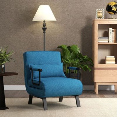 4 in 1 Schlafsessel Gästebett Schlafsofa mit 5 Stufig Verstellbarer Rückenlehne Blau