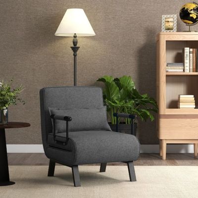 Schlafsessel Gästebett Verstellbares Schlafsofa Sofabett mit Rückenlehne Dunkelgrau