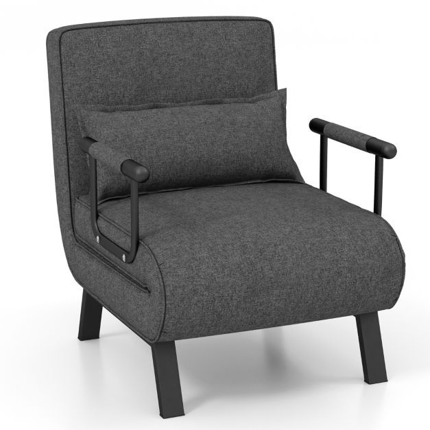 Schlafsessel Gästebett Verstellbares Schlafsofa Sofabett mit Rückenlehne Dunkelgrau