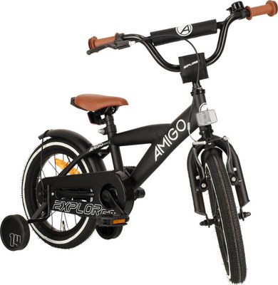 AMIGO Explorer 14 Zoll 21,5 cm Jungen Fahrrrad Velo Schwarz/Weiss
